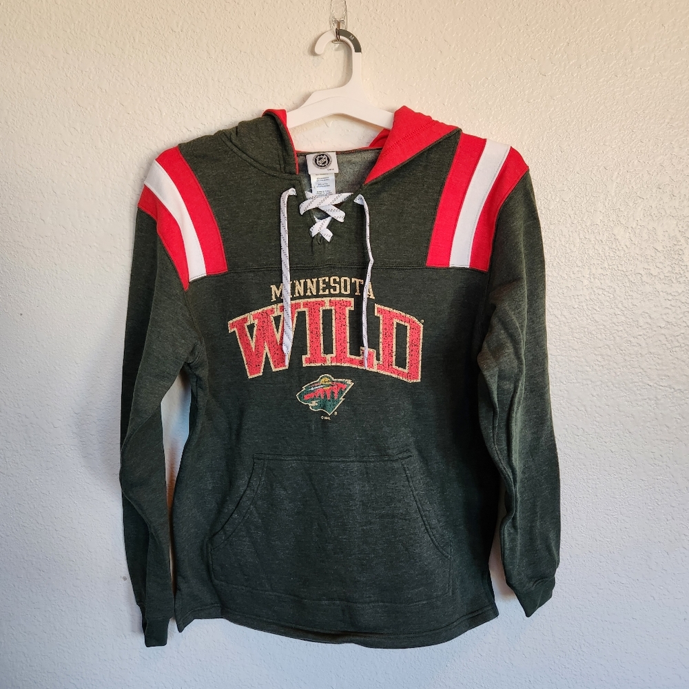 Minnesota Wild Liscensed Red Green Hockey Logo Sweatshirt Hoodie